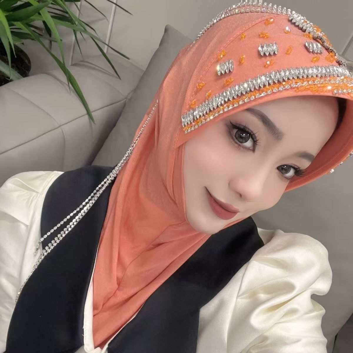 Luxury Hat Hijab Pink Scarf wi - Ethnic Fashion In review and price