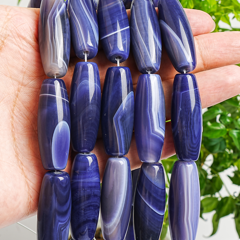 Natural Matte Blue Agate Rice  - Ethnic Fashion Jewellery review and price