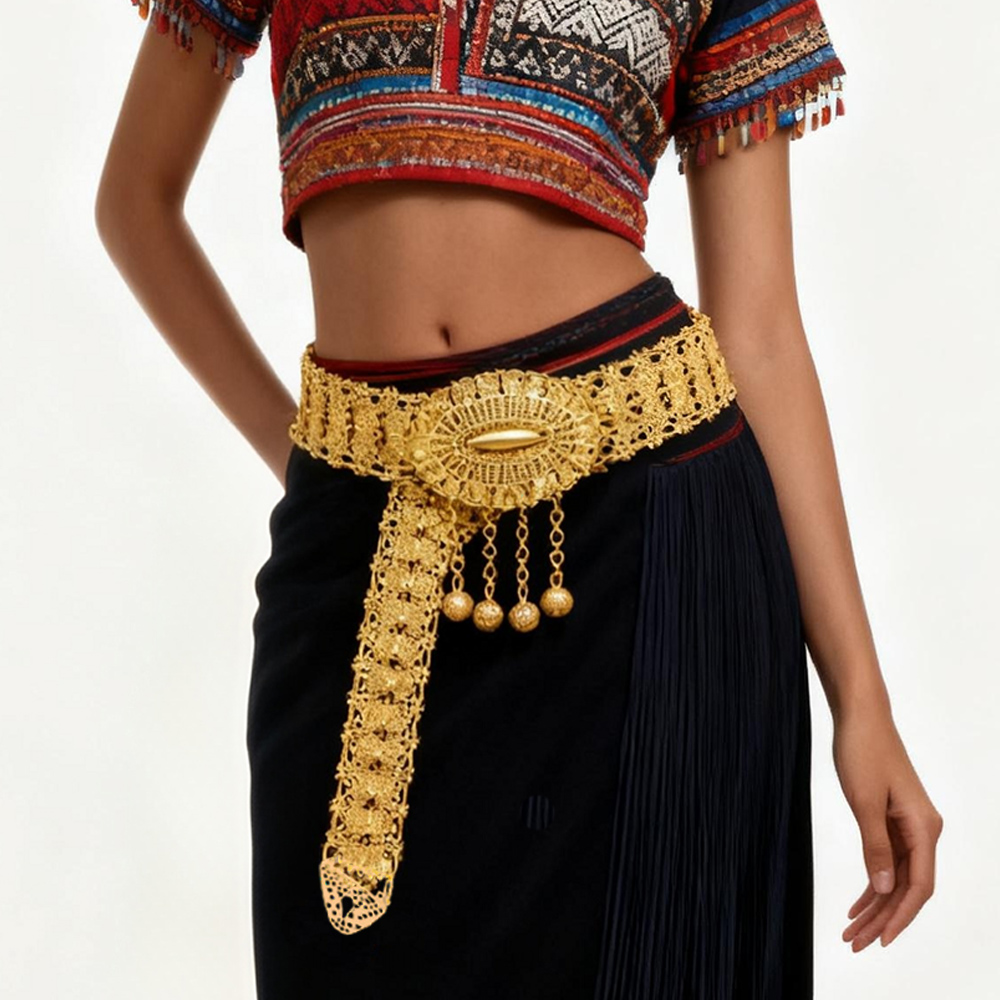 Golden Alloy Carved Hollow Geo - Ethnic Fashion Co In review and price
