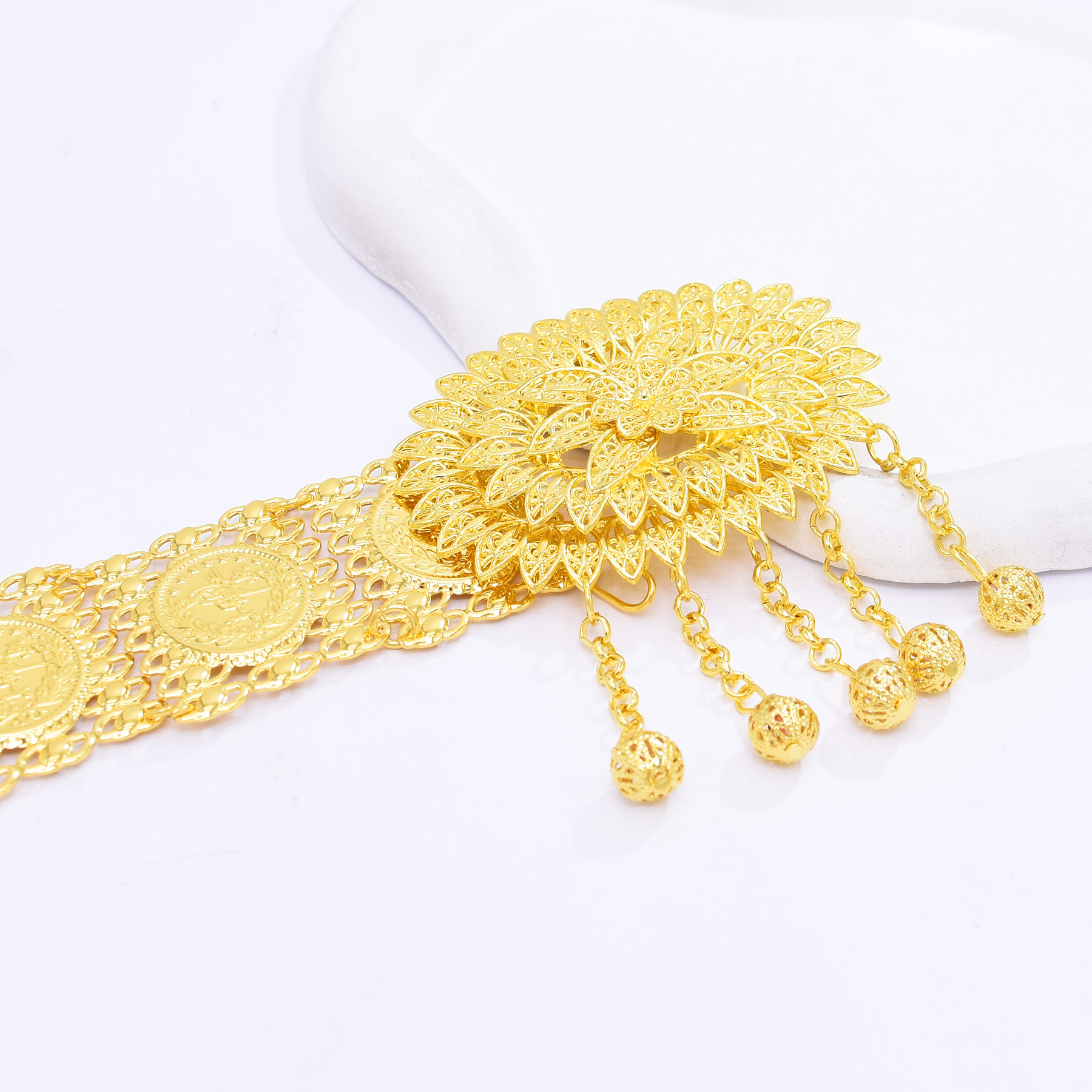 Golden Alloy Carved Hollow Geo - Ethnic Fashion Co In review and price