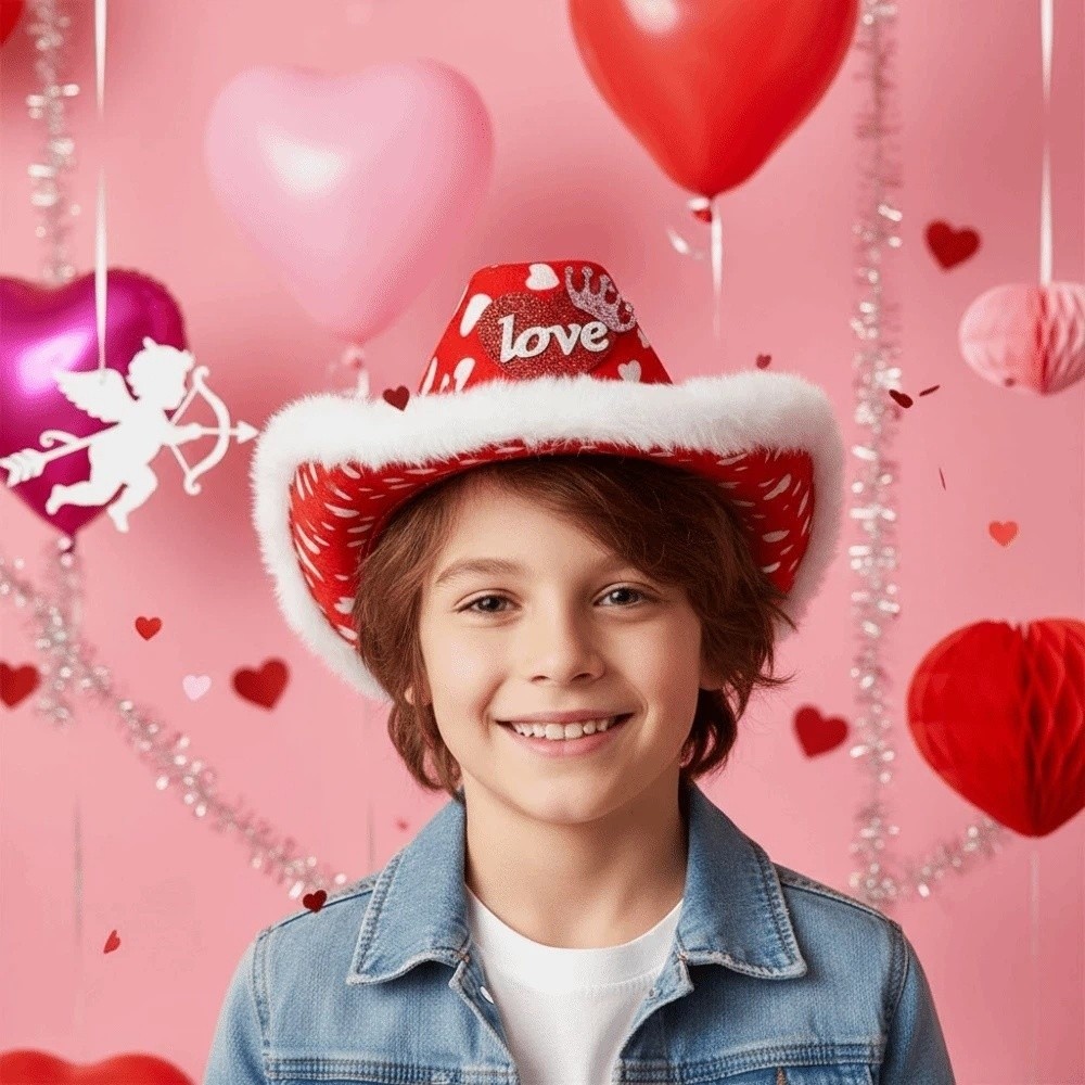 Wide Brim Red Heart Cowboy Cap - Ethnic Day Fashion Show review and price